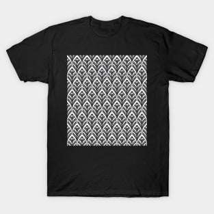 Art Deco Pattern no 36 - Black - BOHO Feather Pattern T-Shirt